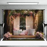 Lofaris Enchanted Pink Curtain Forest Spring Photography Backdrope